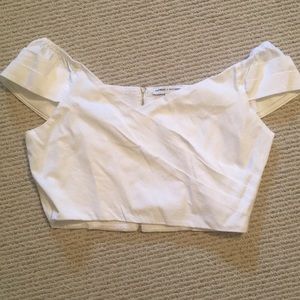White Cold Shoulder Crop Top